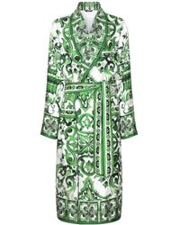 Dolce & Gabbana - Zijden Twill Badjas Met Majolica-print - Lyst