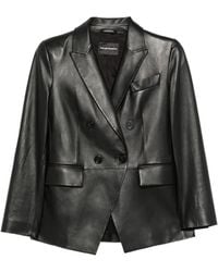 Emporio Armani - Leather Blazer Jacket - Lyst