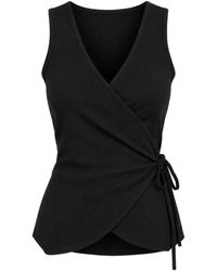 Lisa Yang - Ribbed-Knit Wrap Top - Lyst