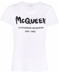 Alexander McQueen - ホワイト Graffiti T シャツ - Lyst