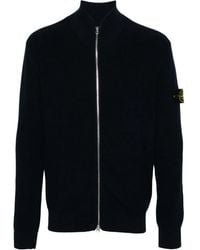 Stone Island - Gerippter Cardigan Mit Kompass-Patch - Lyst