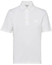 Prada - Logo-patch Cotton Polo Shirt - Lyst
