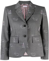 Thom Browne - Motif-Embroidered Single-Breasted Blazer - Lyst