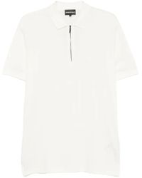 Emporio Armani - Quarter-Zip Logo-Patch Polo Shirt - Lyst