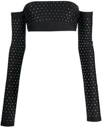 ANDAMANE - Rhinestone-Embellished Cropped Top - Lyst