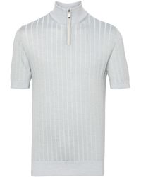 Eleventy - Ribbed-knit Polo Shirt - Lyst