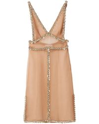 Miu Miu - Robe Courte En Soie À Ornements En Cristal - Lyst