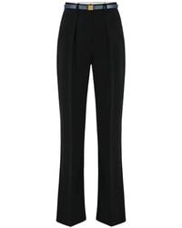 Elisabetta Franchi - Pantalon Ample À Taille Ceinturée - Lyst