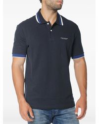 ARMANI EXCHANGE - Logo-Print Tipped Polo Shirt - Lyst