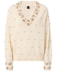 Pinko - Jersey Con Detalles De Cristal Y Cuello En V - Lyst