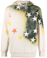 Palm Angels - Sprayed Stars Vintage Hoodie In White/multicolour - Lyst