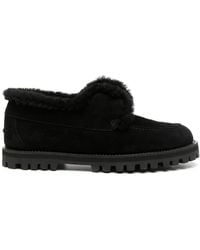 Le Silla - Yacht Shearling-Lining Suede Loafers - Lyst