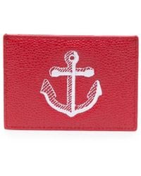 Thom Browne - Anchor-Embroidered Leather Cardholder - Lyst
