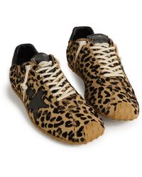 Golden Goose - Marathon Speed Leopard-Print Pony Skin Leather Star Sneakers - Lyst