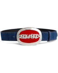 DSquared² - Logo-Buckle Denim Belt - Lyst