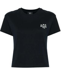 A.P.C. - Katoenen T-Shirt Met Geborduurd Logo - Lyst