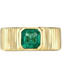 Retrouvai - Pleated-Effect Emerald Solitaire Ring - Lyst