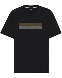 BOSS - Stripe-Artwork T-Shirt - Lyst