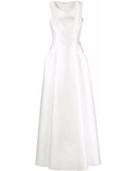 Alberta Ferretti - Pleated Duchess Satin Gown - Lyst