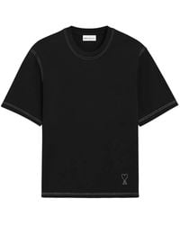 Ami Paris - Ami De Coeur Logo-Detail Topstitching T-Shirt - Lyst