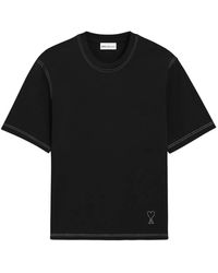 Ami Paris - Ami De Coeur Logo-Detail Topstitching T-Shirt - Lyst