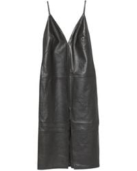 Erika Cavallini Semi Couture - Augusta Leather V-Neck Midi Dress - Lyst