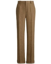 Polo Ralph Lauren - Glen Plaid Linen Tweed Straight Trousers - Lyst
