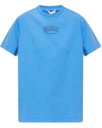 Ganni - Logo-Print Cotton T-Shirt - Lyst