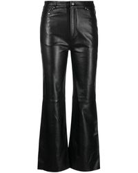 Maje - Mid-rise Leather Flared Trousers - Lyst