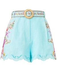CAMILLA - Tuck Front Floral Print Shorts - Lyst
