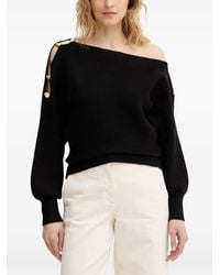 Guess - Off-The-Shoulder Button-Detail Sweater - Lyst