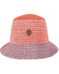 Kurt Geiger - Eagle-Plaque Raffia Bucket Hat - Lyst