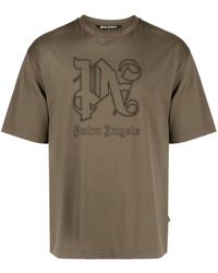 Palm Angels - Monogram Logo-embroidered T-shirt - Lyst