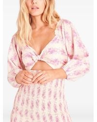 LoveShackFancy - Kyndra Floral-Print Smocked Mini Dress - Lyst