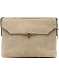 Emporio Armani - Asv Corduroy-Effect Logo-Plaque Clutch Bag - Lyst