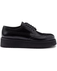 Prada - Brushed-Leather Lace-Up Shoes - Lyst