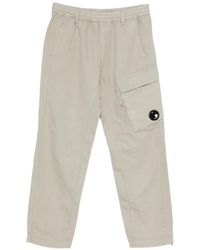 C.P. Company - Cotton/Linen Elasticated Lens Cargo Pants - Lyst