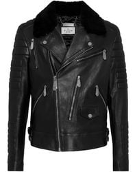 Philipp Plein - Shearling-Collared Biker Jacket - Lyst