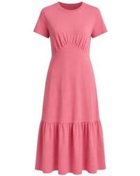DKNY - Ruched Tiered Midi Dress - Lyst