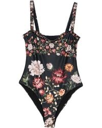 Agua Bendita - Limon Paramo Ruffled-Floral Swimsuit - Lyst