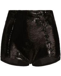 Dolce & Gabbana - Shorts de talle alto con lentejuelas - Lyst