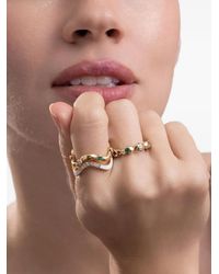 Cicada Jewelry - Diamond And Emerald Wave Ring - Lyst
