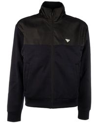 Prada - Cotton Fleece Zipper Jacket With Re-Nylon Details - Lyst