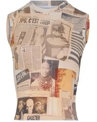 Jean Paul Gaultier - Newspaper-Print Cotton Ribbed Tank Top - Lyst