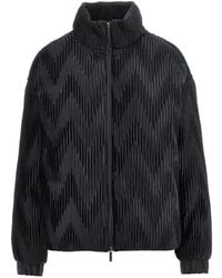 Emporio Armani - Chevron-Pleated High-Neck Puffer Jacket - Lyst