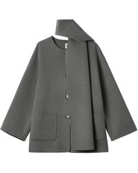B+ AB - Scarf-Detail Button-Up Coat - Lyst
