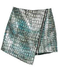 MITILIANE COUTURE - Embossed Leather Croc Effect Skirt - Lyst