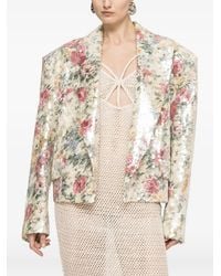 Nissa - Blazer Verfraaid Met Pailletten En Bloemenprint - Lyst