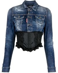 DSquared² - Long-Sleeve Bodice Denim Jacket - Lyst