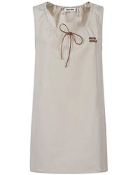 Miu Miu - Logo-Detail Mini Dress - Lyst